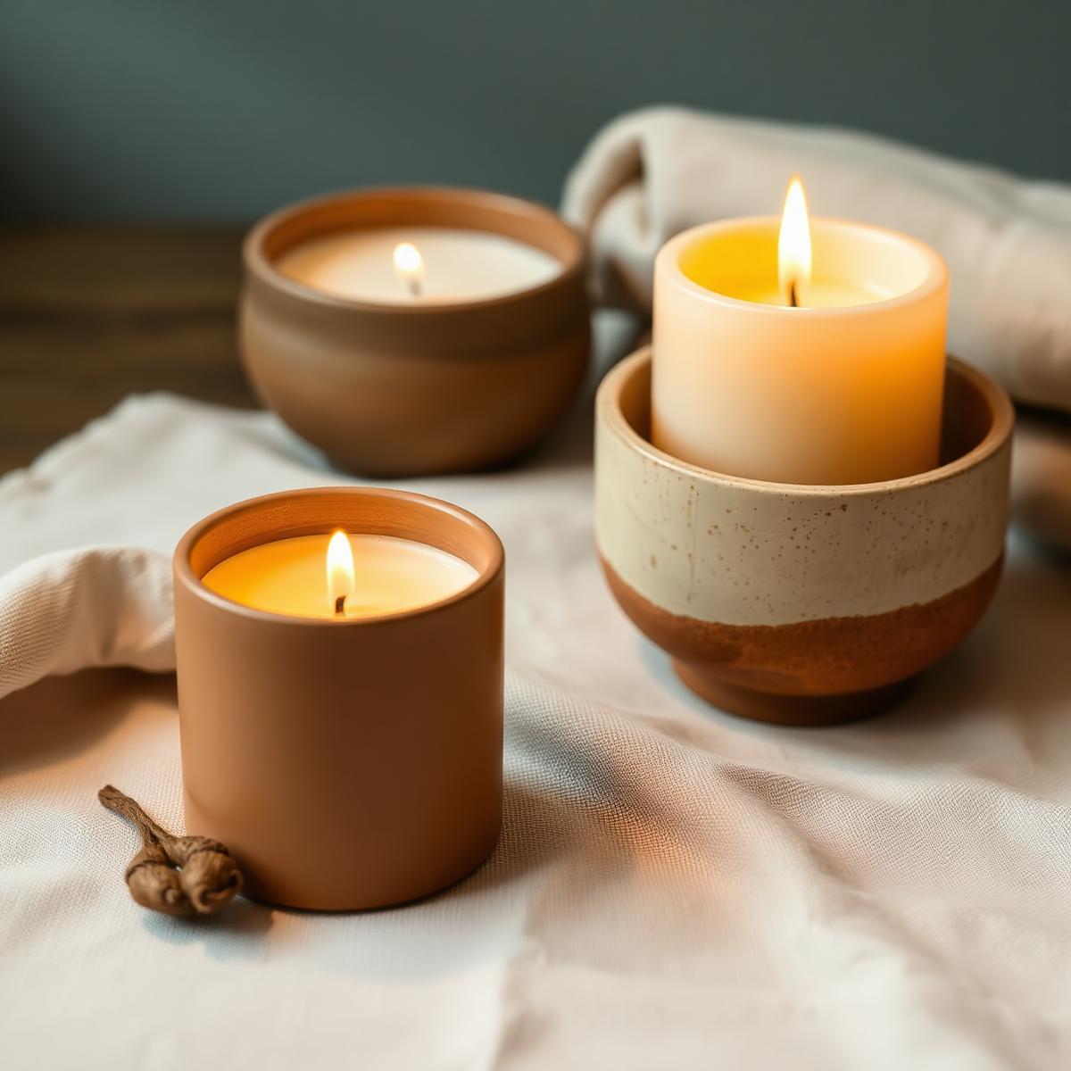Kerzenlicht und Keramikschale – ruhiges Detail
